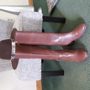Marc Fisher Zip Aysha Leather Riding Boots -SIZE 9